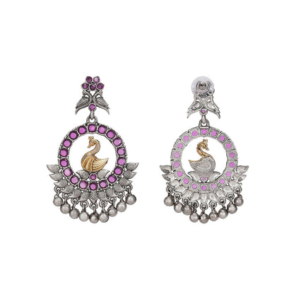 Auraa Trends Stone Studded Swan Design Drop Earring