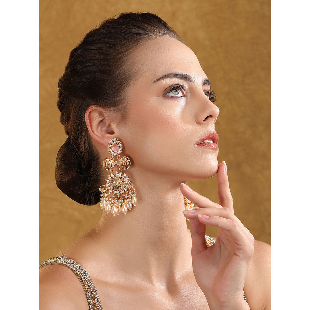 Auraa Trends Gold Toned Classic Drop Earring Silver Plated
