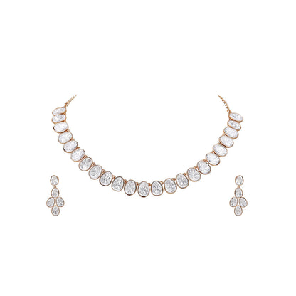 Auraa Trends Women White Stone Necklace and Earrings