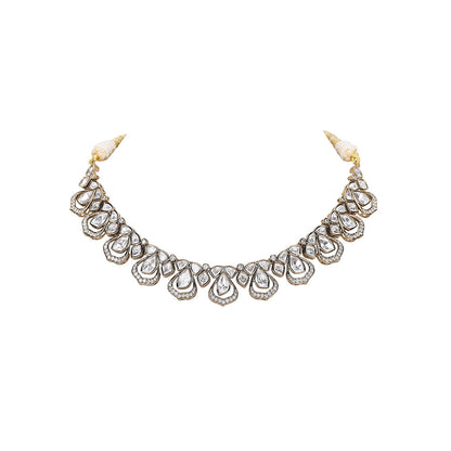Auraa Trends Gold Stone Choker Necklace and Earrings