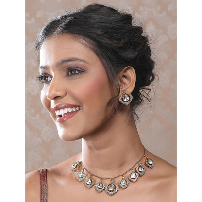 Auraa Trends Gold-Plated Ethnic Statement Necklace with Earrings