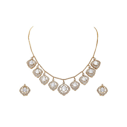 Auraa Trends Gold-Plated Ethnic Statement Necklace with Earrings