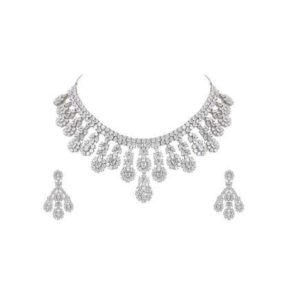 Auraa Trends Silver Elegant Necklace with Earrings