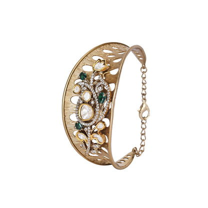 Auraa Trends Green Antique Gold-Plated Bracelet