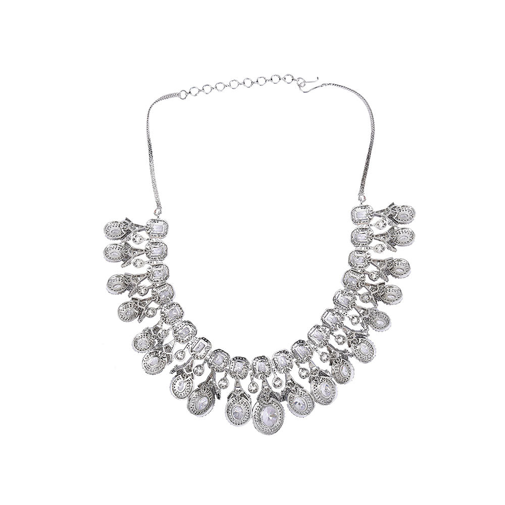 Auraa Trends Elegant Diamond Chandelier Necklace with Earrings