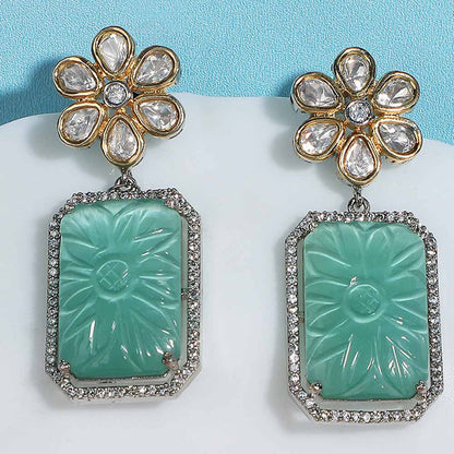 Auraa Trends Elegant Floral Mint Green Stone Drop Earrings