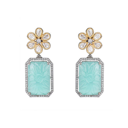 Auraa Trends Elegant Floral Mint Green Stone Drop Earrings