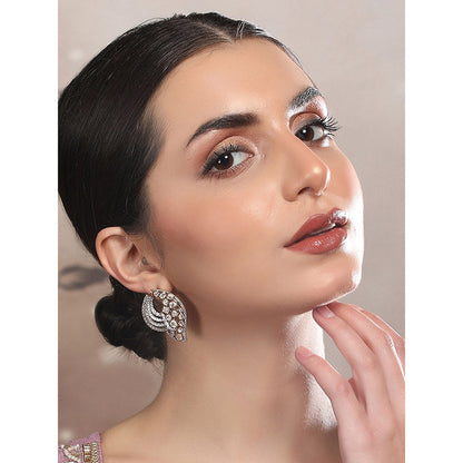 Auraa Trends Luxe Crescent Diamond Stud Earrings