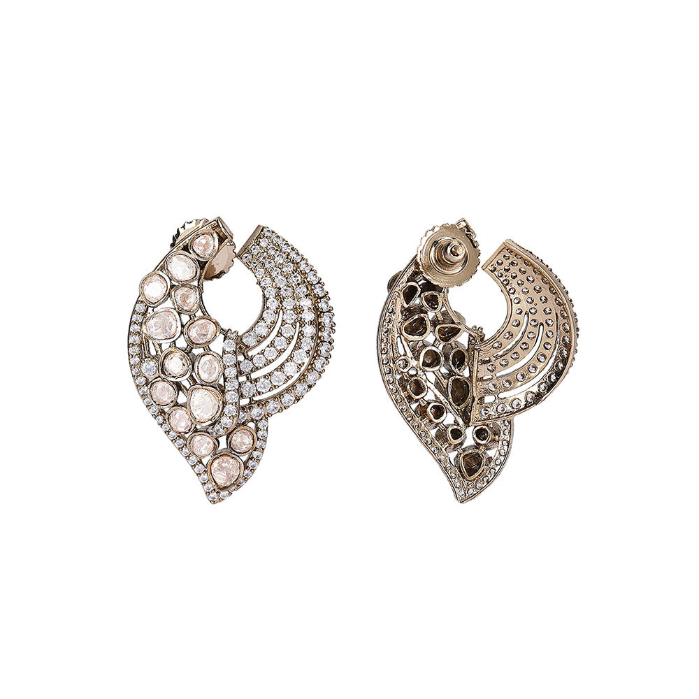 Auraa Trends Luxe Crescent Diamond Stud Earrings