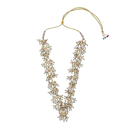 Auraa Trends White Royal Kundan and Pearl Bridal Necklace with Earrings