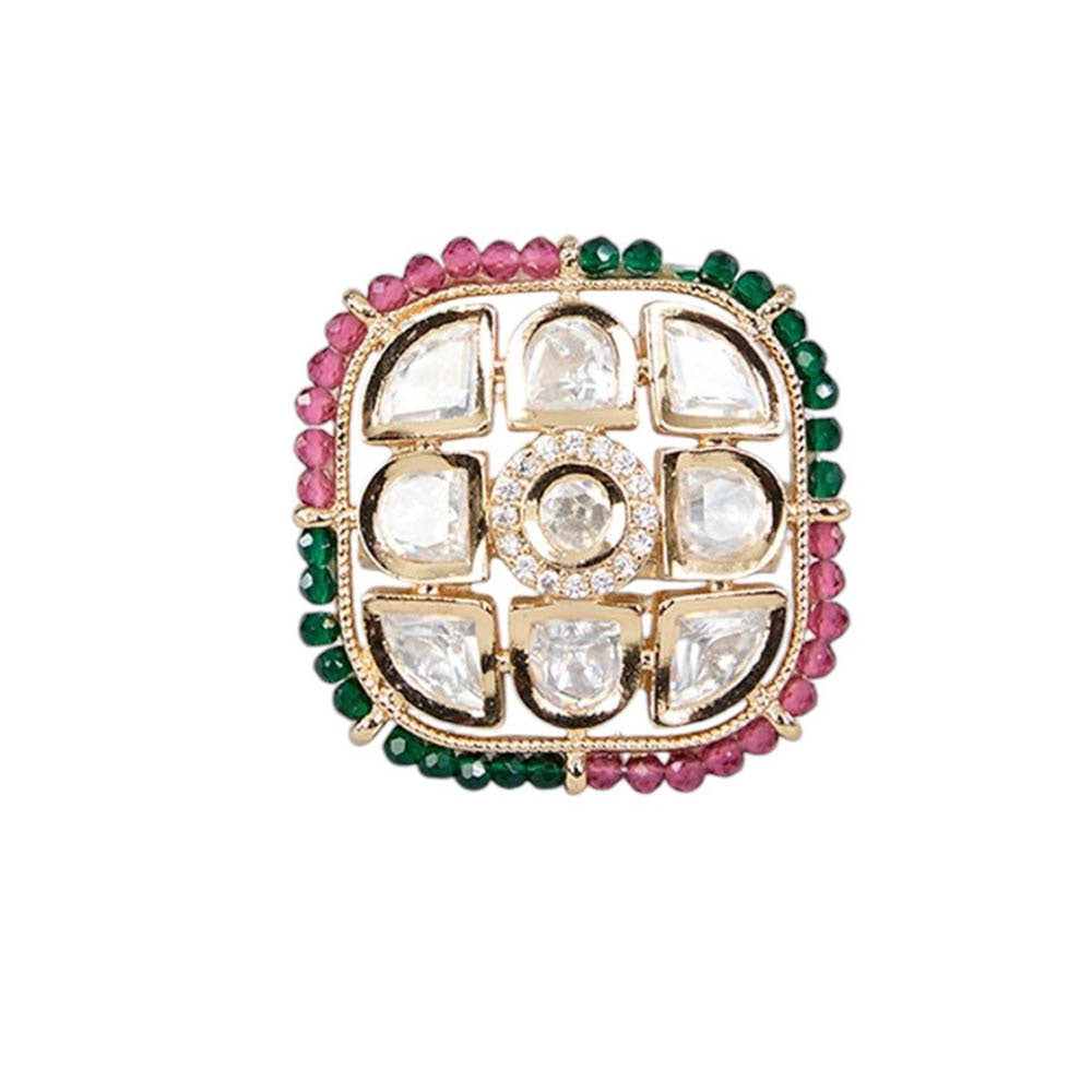 Auraa Trends Gold Finish Pearl Beaded Ring