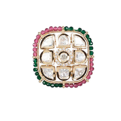 Auraa Trends Gold Finish Pearl Beaded Ring