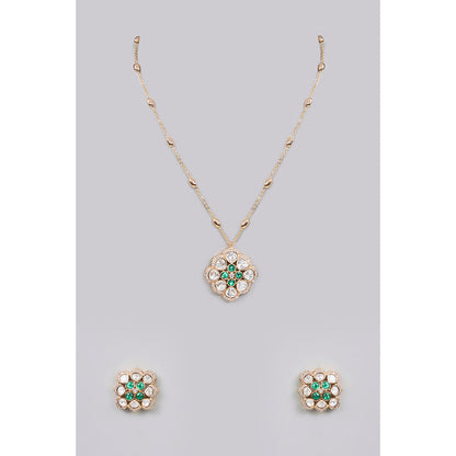 Auraa Trends Multi-Color Gold Finish Gemstone Necklace & Earrings Set