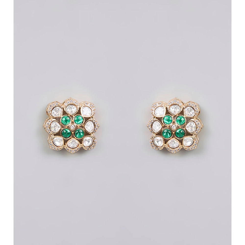 Auraa Trends Multi-Color Gold Finish Gemstone Necklace & Earrings Set