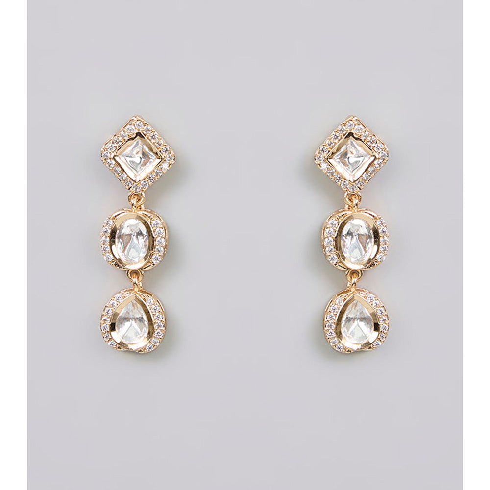 Auraa Trends White Gold Finish Kundan Polki Choker Necklace & Earrings Set