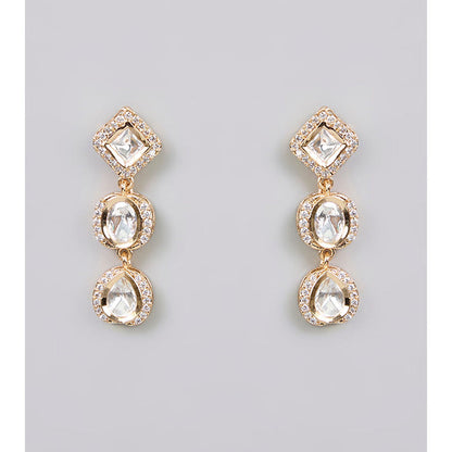 Auraa Trends White Gold Finish Kundan Polki Choker Necklace & Earrings Set