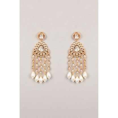 Auraa Trends Elegant White Kundan and Pearl Dangler Necklace Set