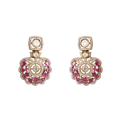 Auraa Trends Pink Crescent and White Kundan Choker Necklace Set with Earrings