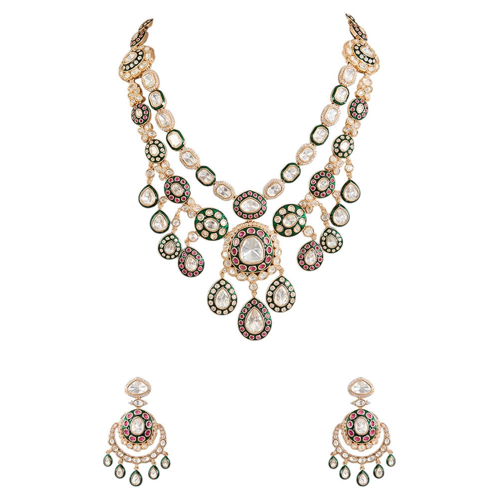 Auraa Trends Studded With Kundan Stones Necklace With Earrings Jewellery Set For Wedding Party