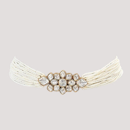 Auraa Trends Elegant Pearl Kundan Choker Necklace Set
