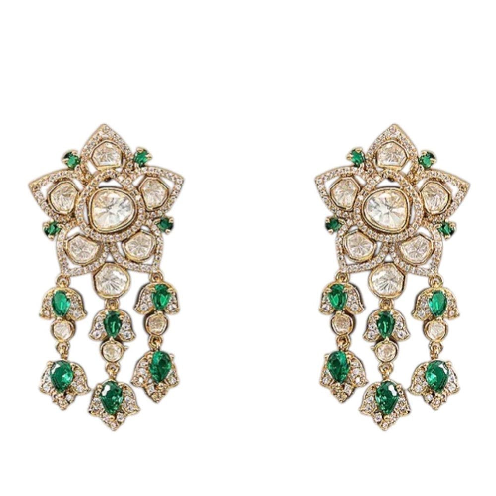 Auraa Trends Royal Green Kundan Stone Necklace Set