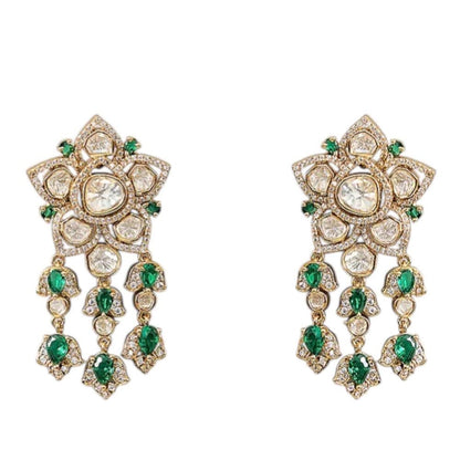 Auraa Trends Royal Green Kundan Stone Necklace Set