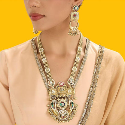 Auraa Trends Traditional Antique Multi-Color Stones Necklace Set