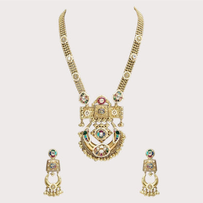 Auraa Trends Traditional Antique Multi-Color Stones Necklace Set