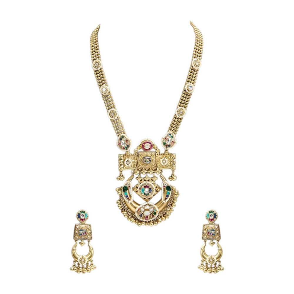 Auraa Trends Traditional Antique Multi-Color Stones Necklace Set