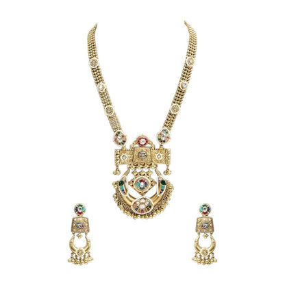 Auraa Trends Traditional Antique Multi-Color Stones Necklace Set