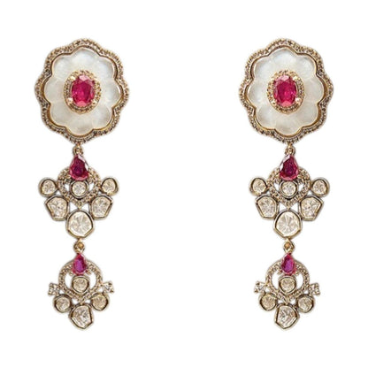 Auraa Trends Traditional Pink Kundan Stone Bridal Necklace Set