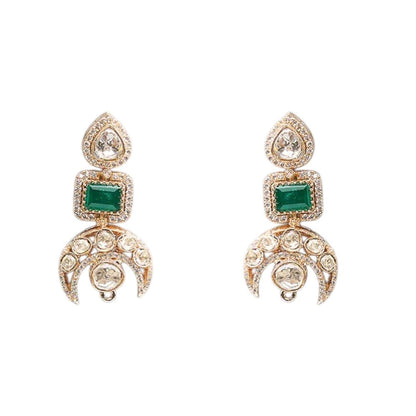 Auraa Trends Designer Green Stone Long Pendant Necklace Set