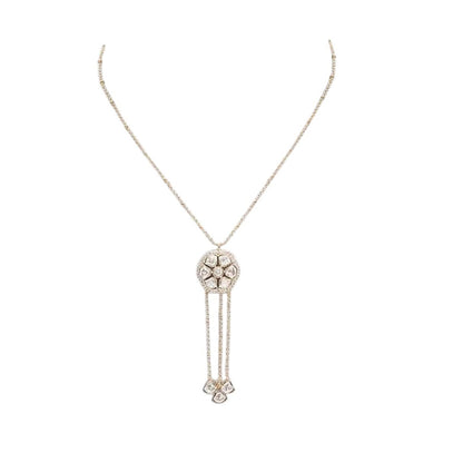 Auraa Trends Elegant White Floral Kundan Necklace Set