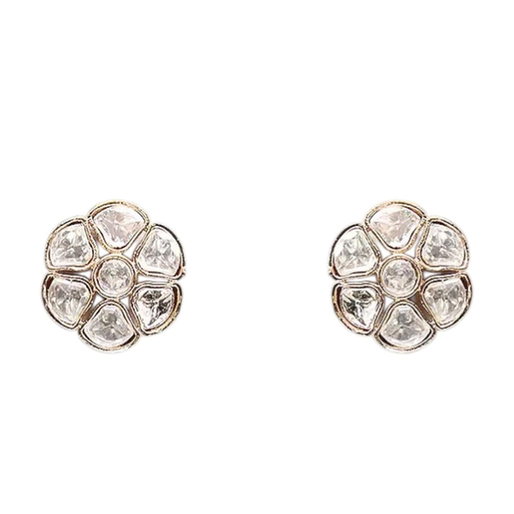 Auraa Trends Elegant White Floral Kundan Necklace Set