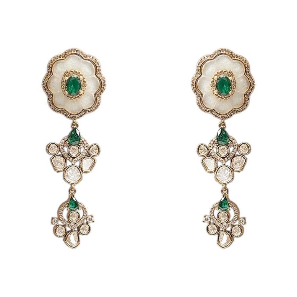 Auraa Trends Traditional Green Kundan Stone Bridal Necklace Set