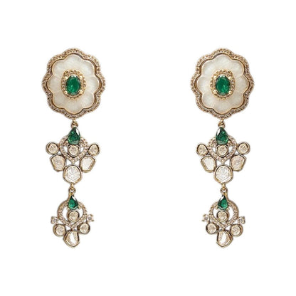 Auraa Trends Traditional Green Kundan Stone Bridal Necklace Set
