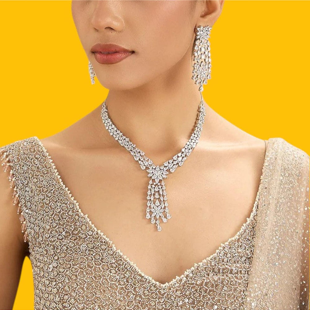 Auraa Trends Glamorous American Diamond Necklace Set