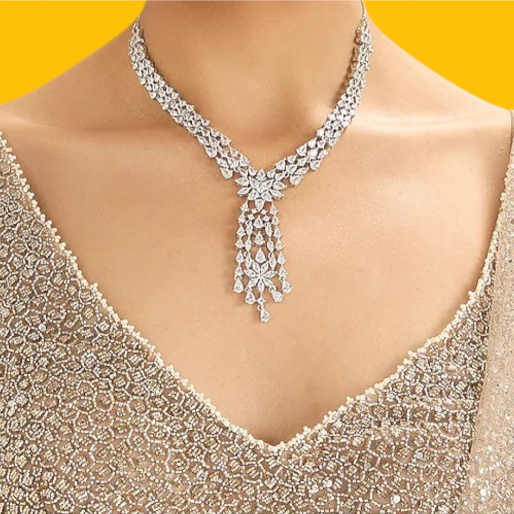 Auraa Trends Glamorous American Diamond Necklace Set