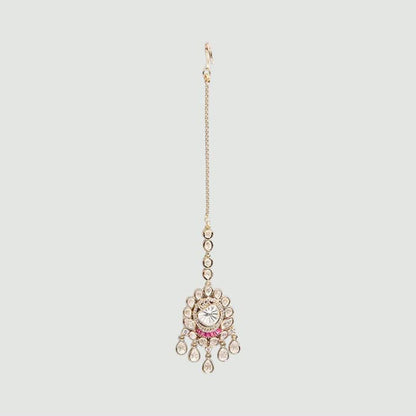 Auraa Trends Pink Bridal Kundan Choker Necklace Jewellery Set