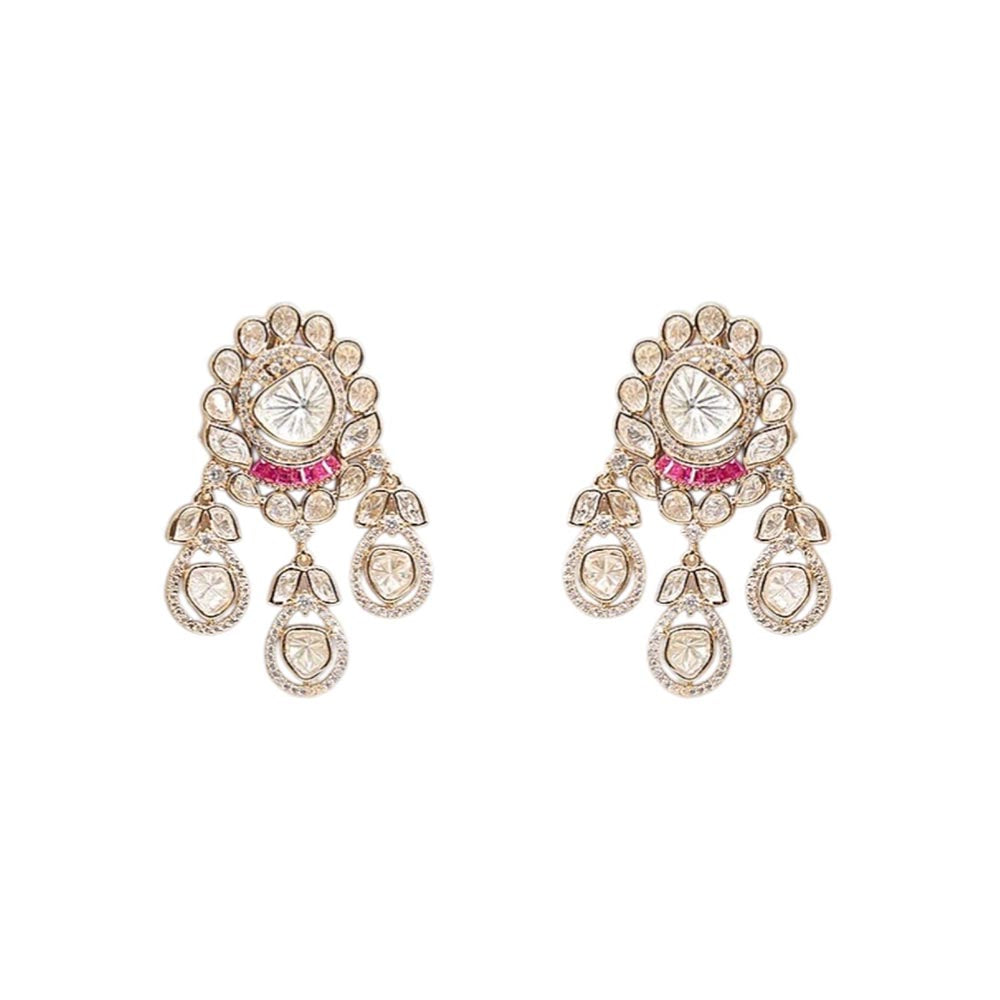 Auraa Trends Pink Bridal Kundan Choker Necklace Jewellery Set