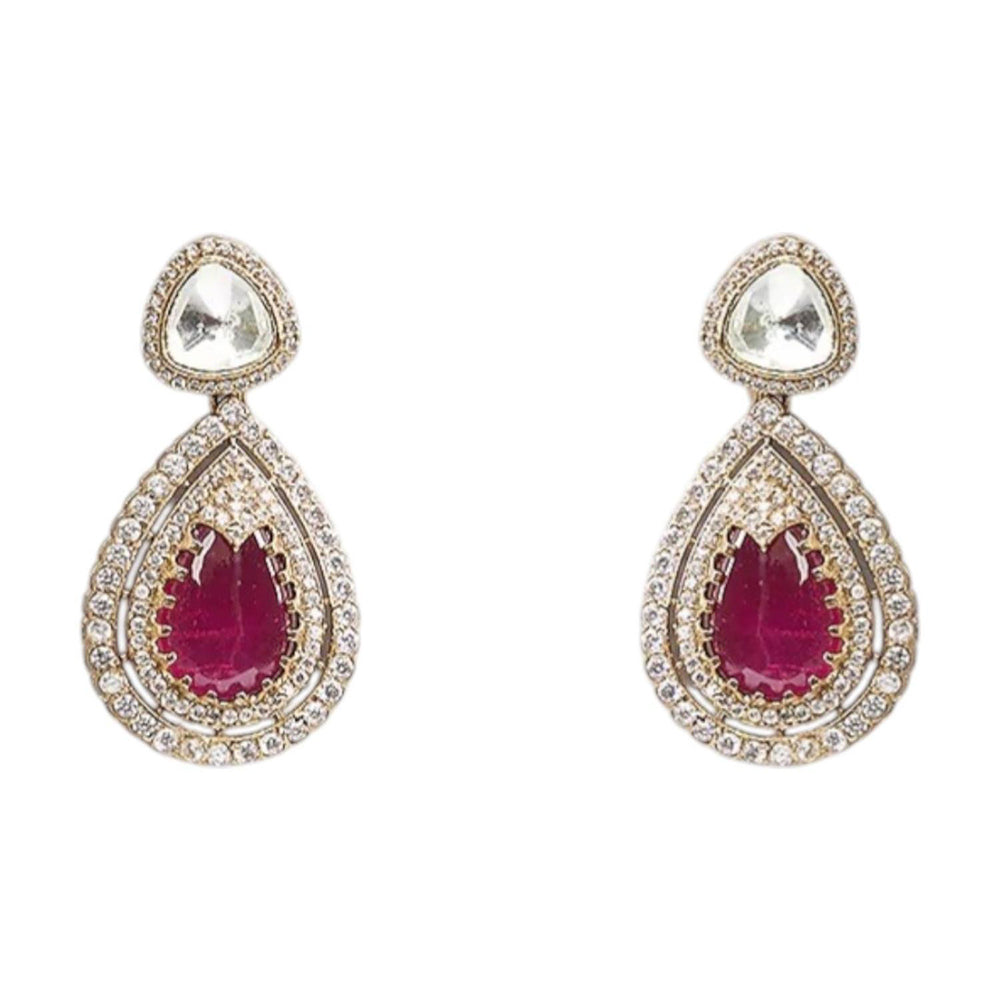 Auraa Trends Elegant Ruby Red Kundan Layered Jewellery Set