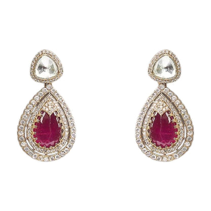 Auraa Trends Elegant Ruby Red Kundan Layered Jewellery Set