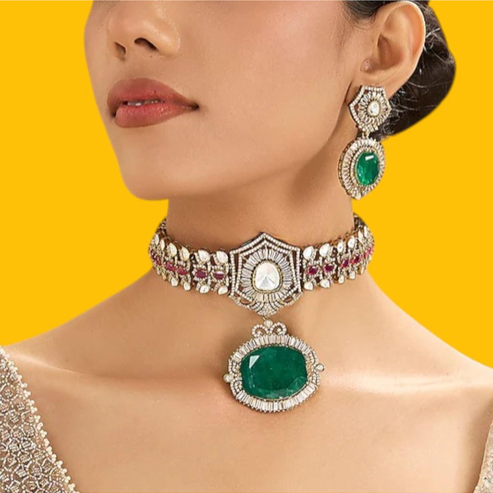 Auraa Trends Regal Multi-Color Kundan Stone Choker Necklace Set