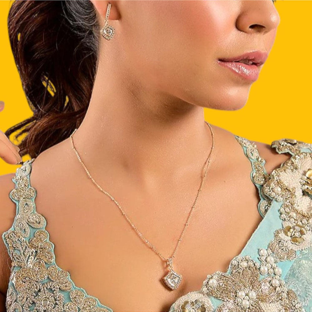 Auraa Trends Delicate Diamond-Cut Pendant Necklace Set