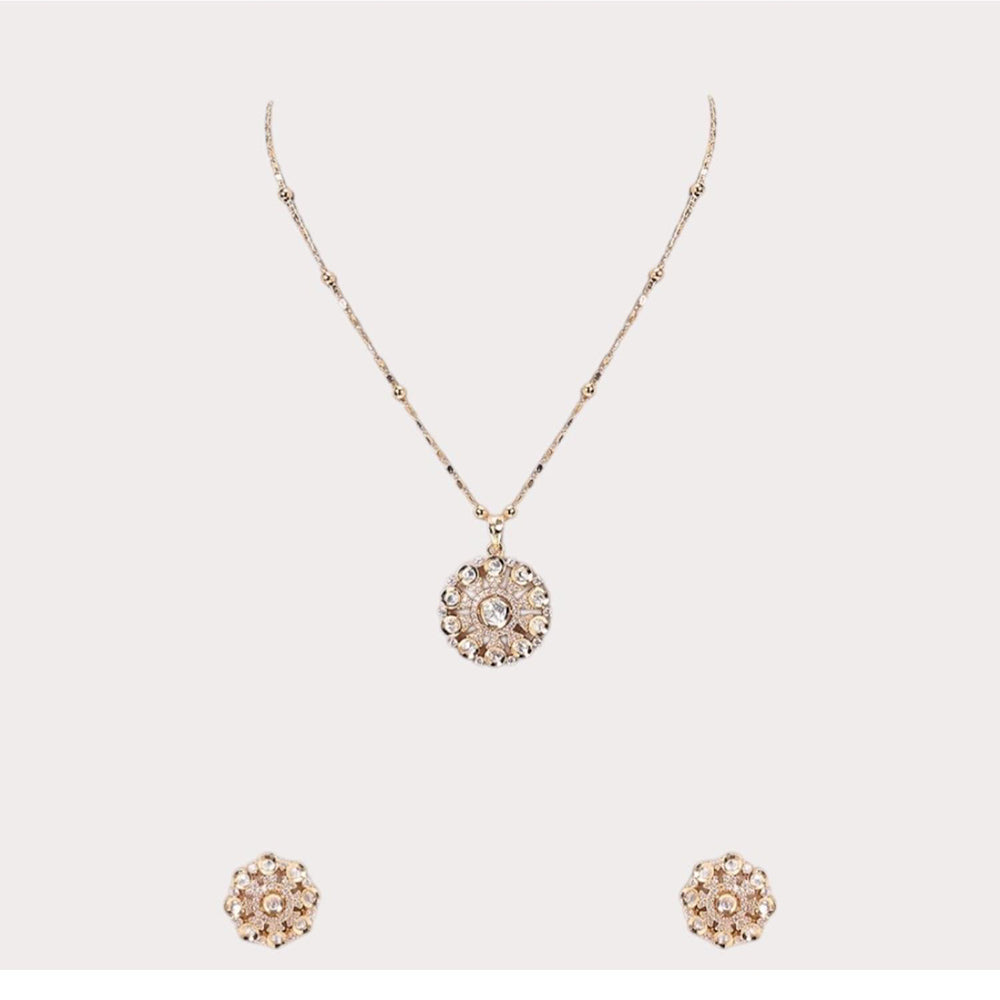 Auraa Trends Delicate Floral Kundan Pendant Necklace Set