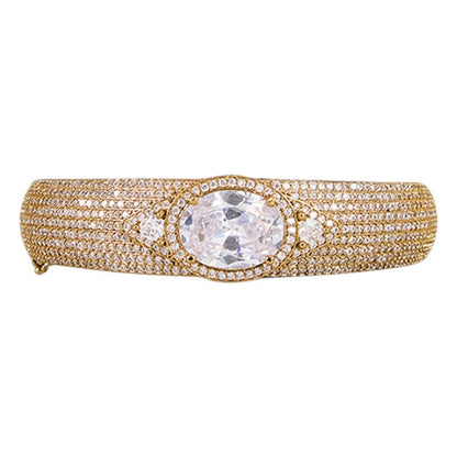 Auraa Trends Gold-Plated Oval Cz Stone and Pave Crystal Kada