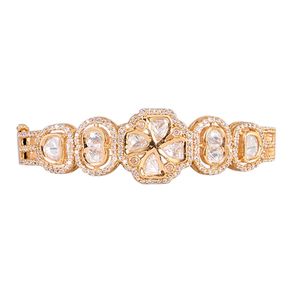 Auraa Trends Designer Gold-Plated Diamond-Cut Detailing Bracelet