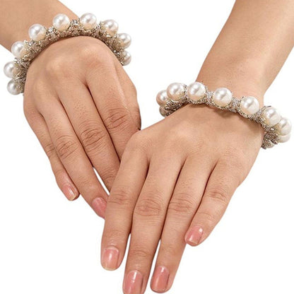 Auraa Trends Elegant Silver-Toned Pearl Embellished Designer Kadas