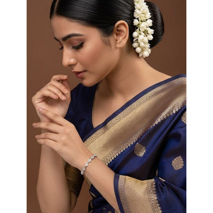 Auraa Trends Silver-Plated Cz Studded Bangle Style Bracelet