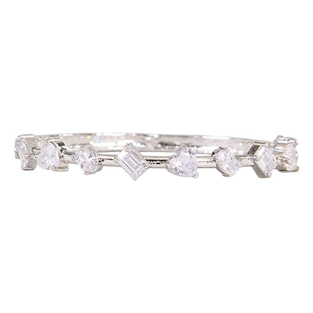 Auraa Trends Silver-Plated Cz Studded Bangle Style Bracelet